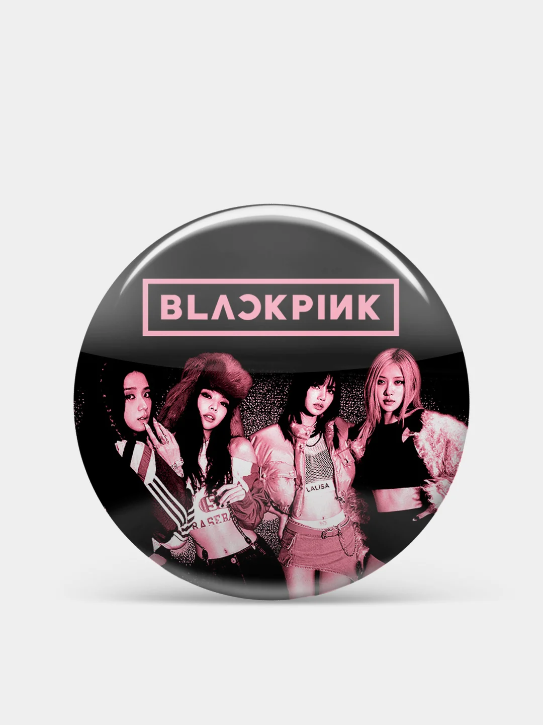 Тёмно-серый значки Blackpink (БлэкПинк) "Участники K-pop группы", 2 размера