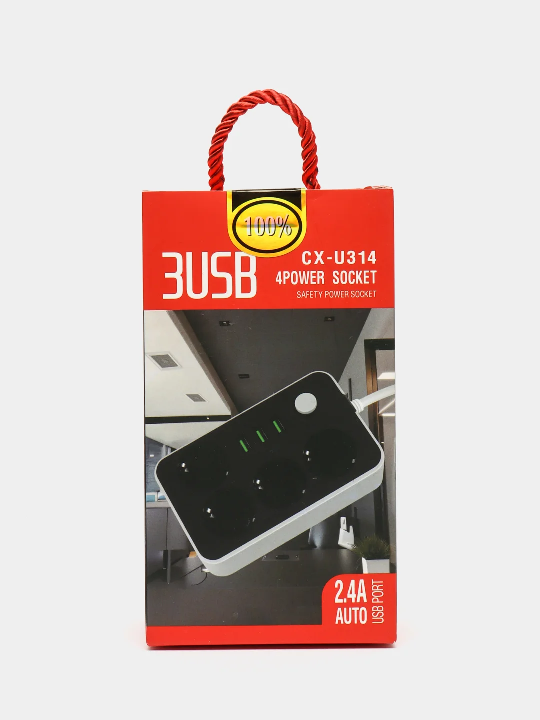 Серый сетевой фильтр с тремя USB портами, 4 евророзетки/3 usb порта,3 евророзетки