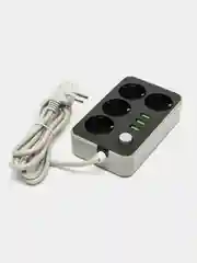 Серый сетевой фильтр с тремя USB портами, 4 евророзетки/3 usb порта,3 евророзетки
