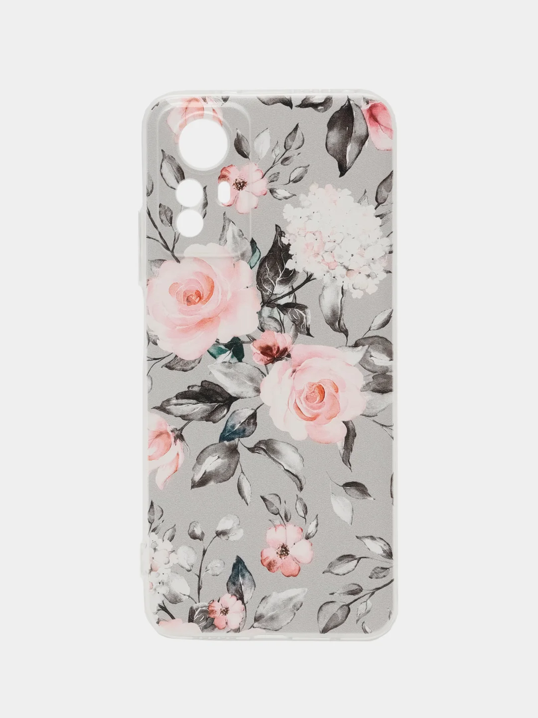 Кораллово-розовый чехол прозрачный на Xiaomi Redmi Note 12S (Сяоми Редми Нот 12S), с рисунком, защита камеры