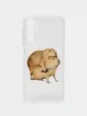 Бежевый чехол на Samsung Galaxy A14 4G (Галакси A14 4G), прозрачный, с рисунком, защита камеры