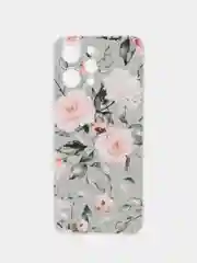 Кораллово-розовый силиконовый чехол на Xiaomi Redmi 12 (Редми 12), прозрачный, с рисунком, защита камеры