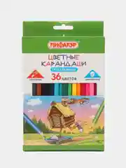 Карандаши цветные Пифагор "Сказки", 36 цветов, классические, заточенные