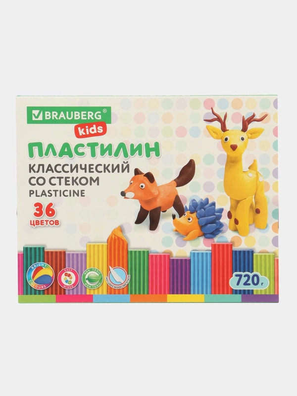 Пластилин BRAUBERG KIDS классический, 36 и 45 цветов