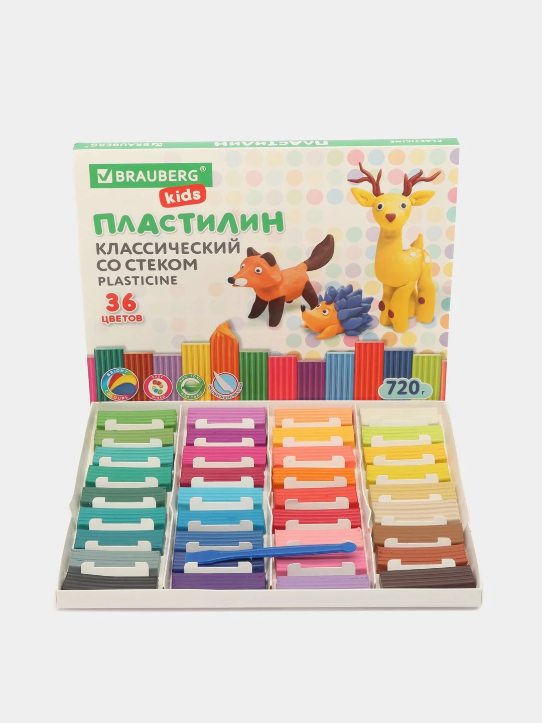 Пластилин BRAUBERG KIDS классический, 36 и 45 цветов