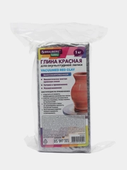 Глина для лепки BRAUBERG HOBBY, красная, 1 кг, вакуумированная, готовая, размачиваемая,