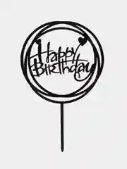 Черный топпер на торт, "Happy Birthday" из акрила для украшения торта,круг, ромб, золото