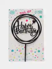 Черный топпер на торт, "Happy Birthday" из акрила для украшения торта,круг, ромб, золото