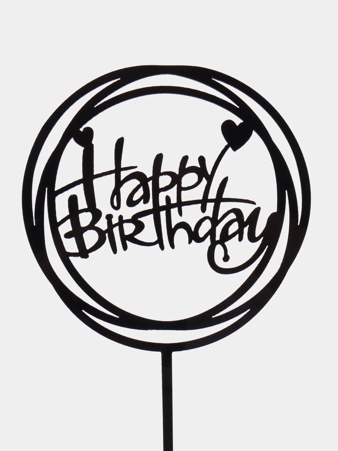 Черный топпер на торт, "Happy Birthday" из акрила для украшения торта,круг, ромб, золото