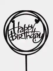 Черный топпер на торт, "Happy Birthday" из акрила для украшения торта,круг, ромб, золото