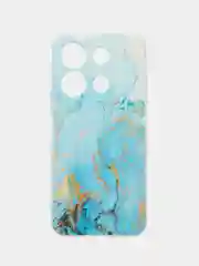 Светло-синий чехол для Infinix Note 30i (Инфиникс Нот 30и), прозрачный, с рисунком, защита камеры