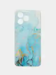 Светло-синий силиконовый чехол на Realme C53/C51 (Реалми С53/С51), прозрачный, с рисунком, защита камеры