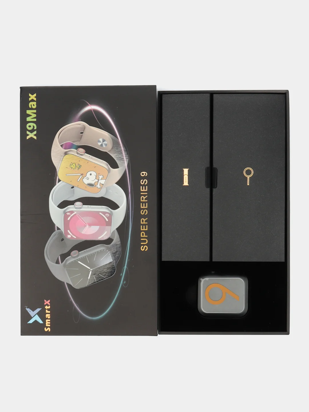 Черный смарт-часы SmartX 9 Max, с фитнес браслетом, 45 мм