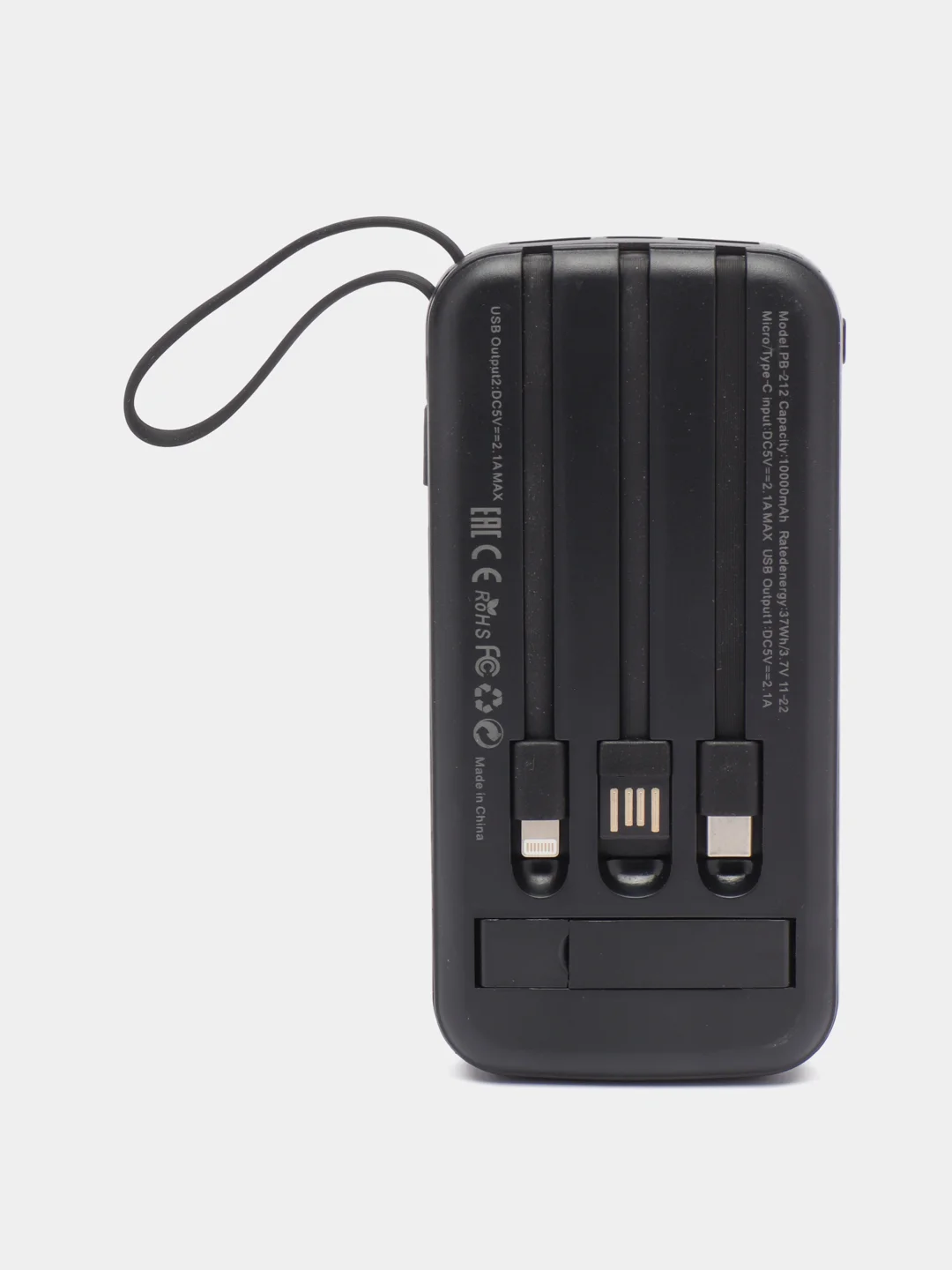 Черный внешний аккумулятор PB-212 повербанк, 10000 mAh