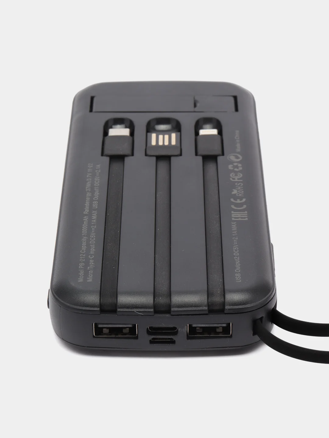 Черный внешний аккумулятор PB-212 повербанк, 10000 mAh