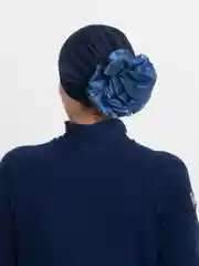 Синий тюрбан женский, с цветком