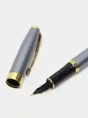 Серебряный перьевая ручка "Эрудит", с поршнем, металлическая, подарочная