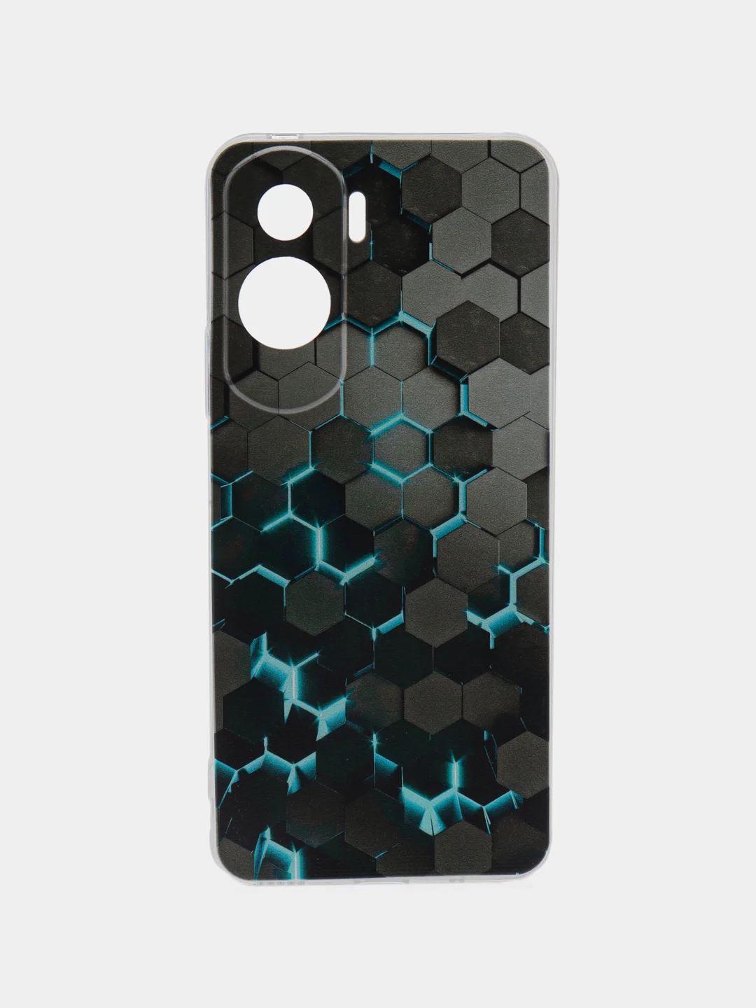 Бирюзовый силиконовый чехол на Honor 90 Lite (Хонор 90 Лайт), прозрачный, с рисунком