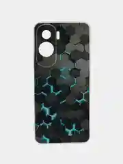 Бирюзовый силиконовый чехол на Honor 90 Lite (Хонор 90 Лайт), прозрачный, с рисунком