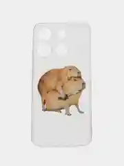 Бежевый чехол для Infinix Smart 7 Plus (Инфиникс Смарт 7 Плюс), прозрачный, с рисунком, защита камеры
