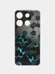 Бирюзовый чехол для Infinix Smart 7 Plus (Инфиникс Смарт 7 Плюс), прозрачный, с рисунком, защита камеры