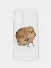 Бежевый силиконовый чехол на Oppo A78 4G (Оппо А78 4G), прозрачный, с рисунком, защита камеры