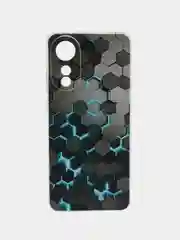 Бирюзовый силиконовый чехол на Oppo A78 4G (Оппо А78 4G), прозрачный, с рисунком, защита камеры