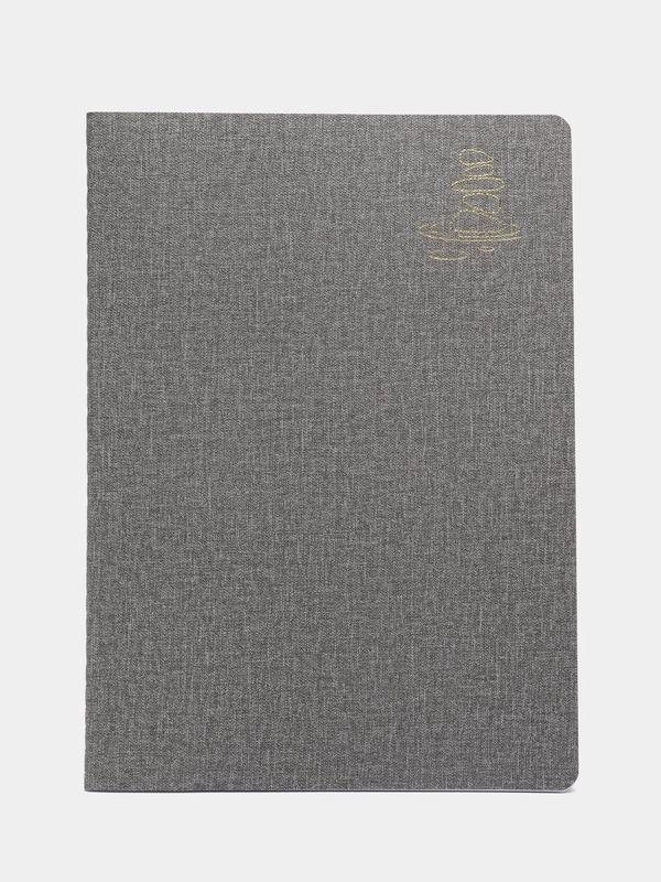 Тетрадь B5 60л, клетка, экокожа под рогожку, серый, BRAUBERG HARMONY, 403839