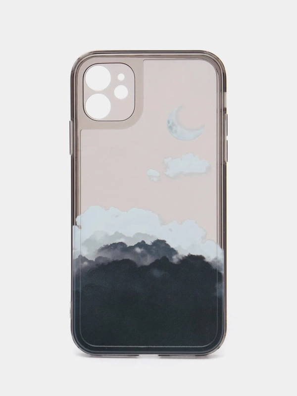 Чехол на Айфон 11, Луна, Горы, Берег, 3 принта, прозрачный чехол на iPhone 11