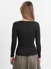 Черный лонгслив женский, базовый, в рубчик
