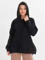 Черный толстовка женская, удлиненная, с капюшоном