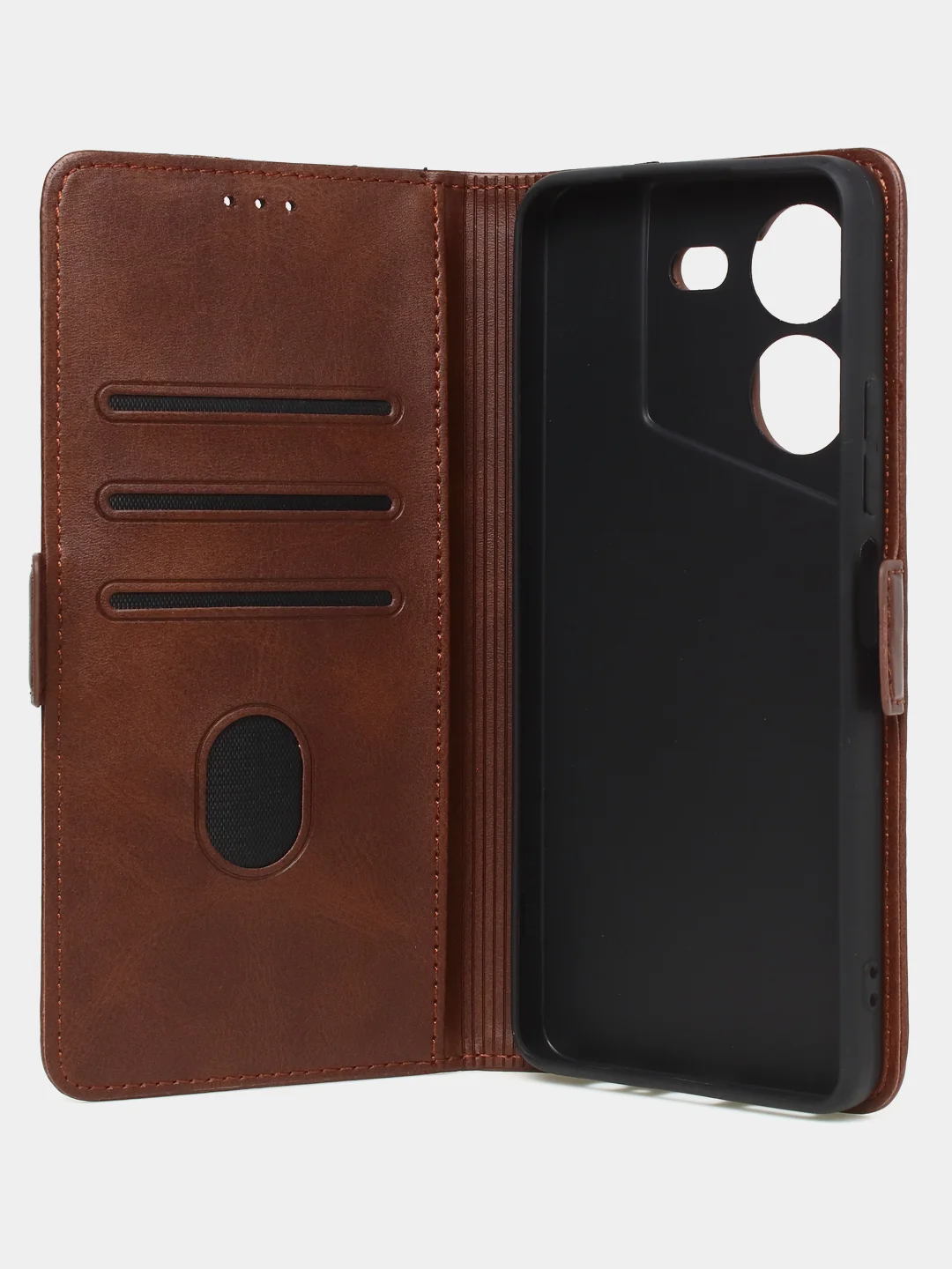 Коричневый чехол-книжка GQ Lite для Tecno Pova 5 из высококачественной кожи