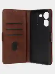 Коричневый чехол-книжка GQ Lite для Tecno Pova 5 из высококачественной кожи