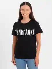 Черный футболка женская, светящаяся в темноте "Хулиганка"