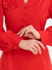 Красный платье женское, с длинным рукавом