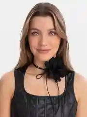 Черный чокер "Чёрная роза"