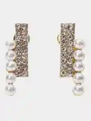 Серьги с жемчугом, стразами "Diamond"