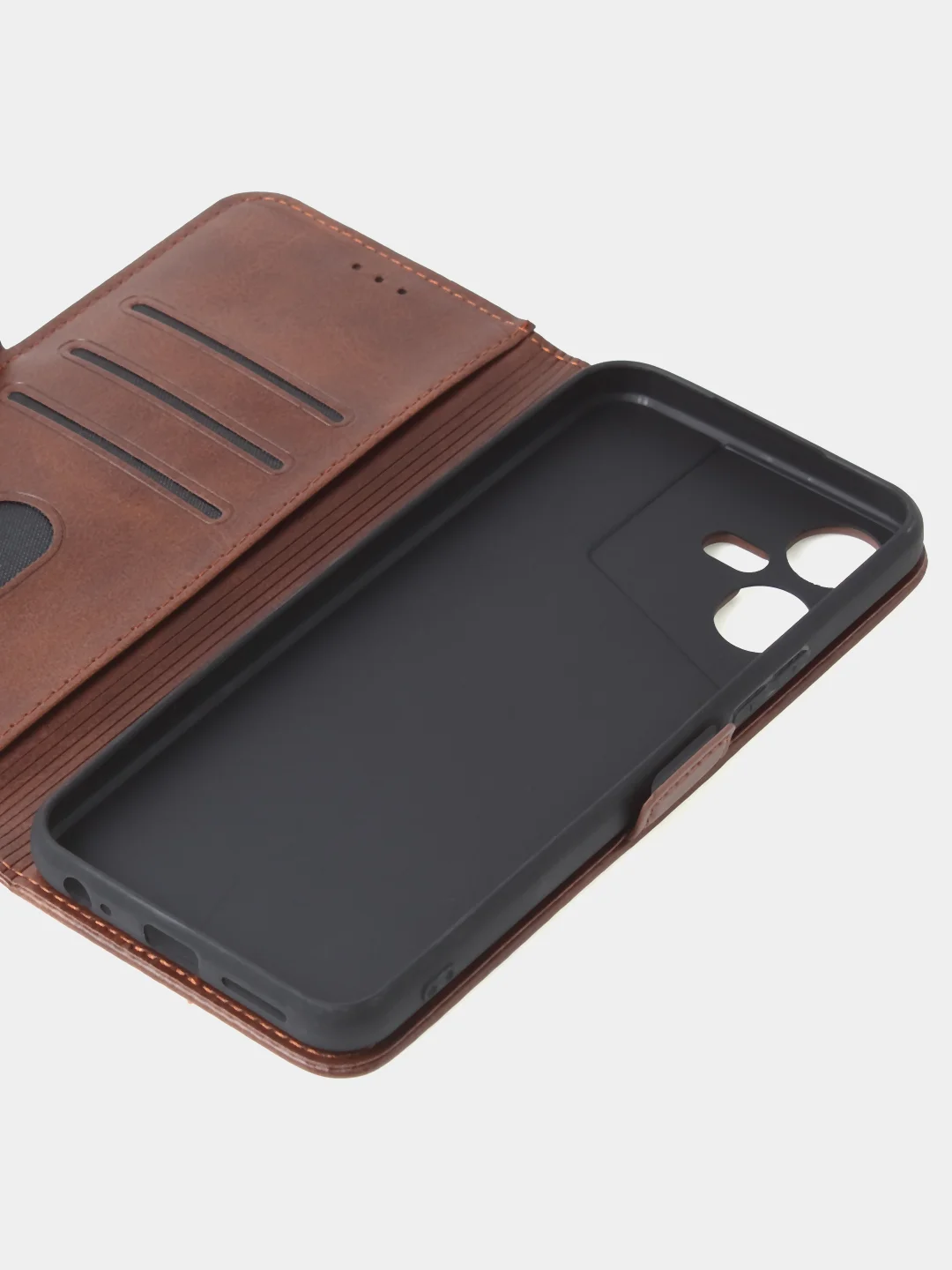 Коричневый чехол-книжка GQ Lite для Tecno Pova Neo 3 из высококачественной кожи