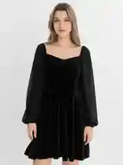 Черный платье вечернее, бархатное, черное, с длинными рукавами