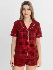 Красный пижама женская с шортами, домашний костюм