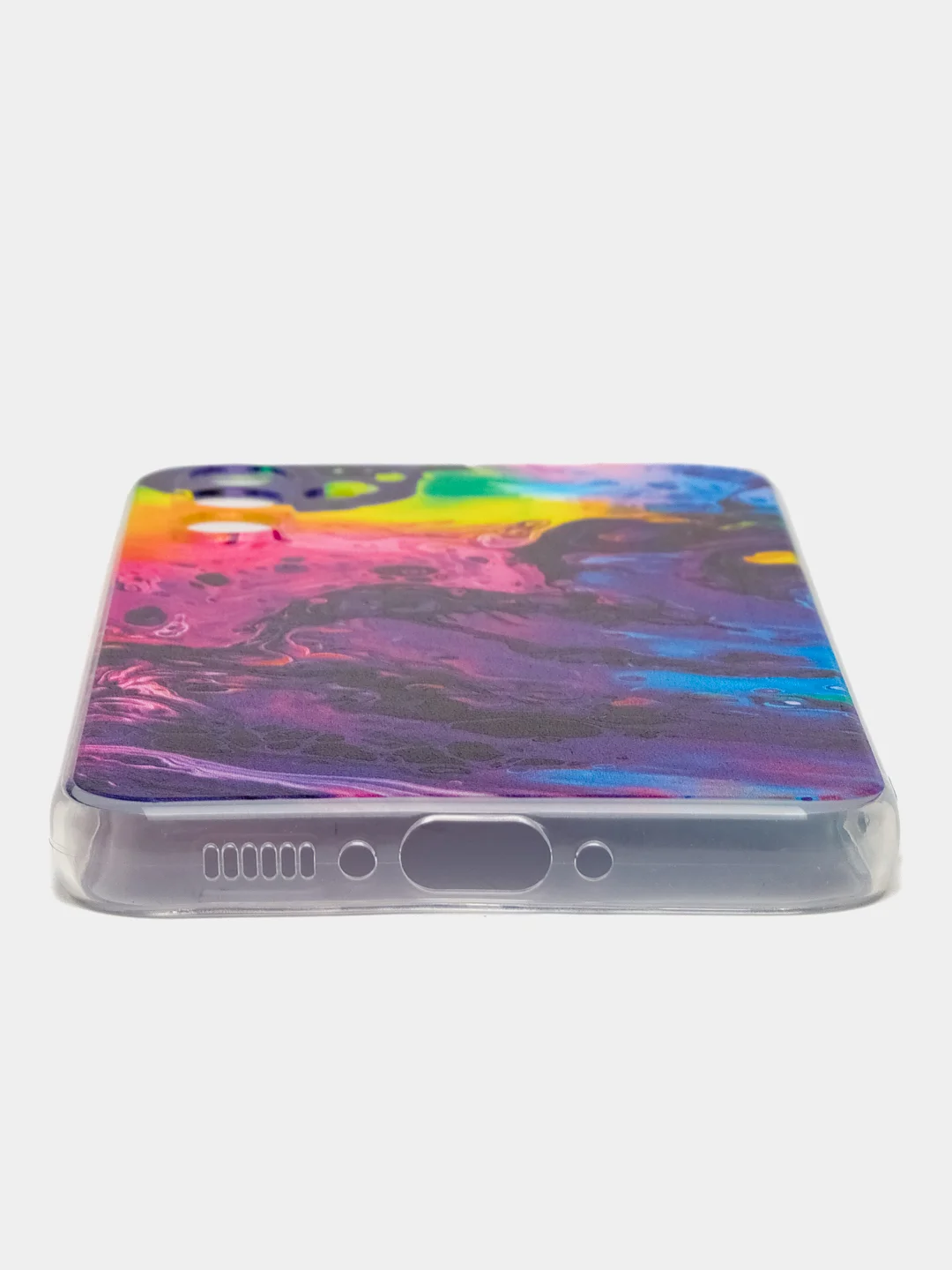 Пурпурный чехол на Samsung Galaxy A34 5G (Самсунг A34), прозрачный, с рисунком, защита камеры