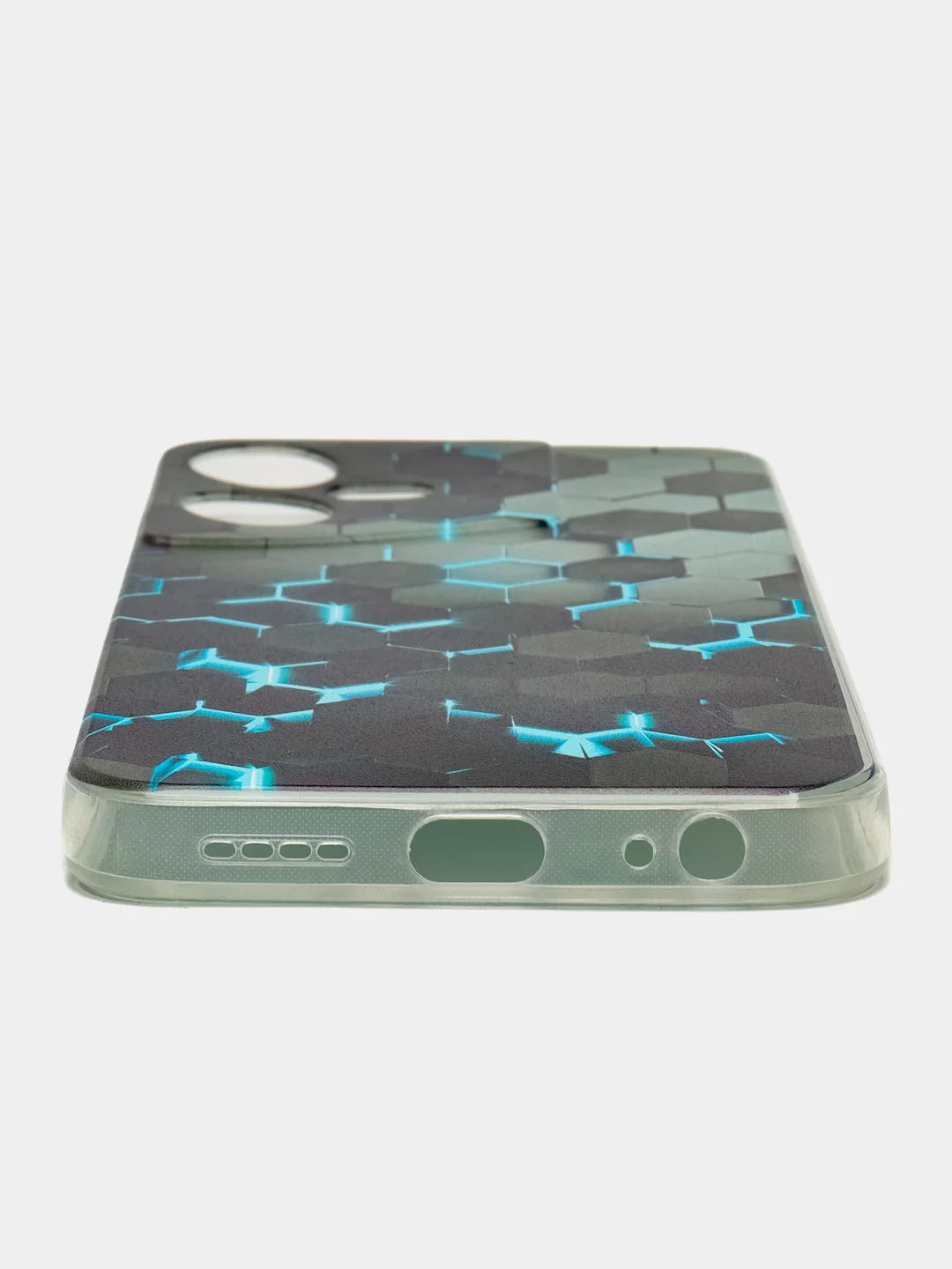 Бирюзовый чехол на Tecno Pova Neo 3 (Текно Пова Нео 3), прозрачный, с рисунком, защита камеры