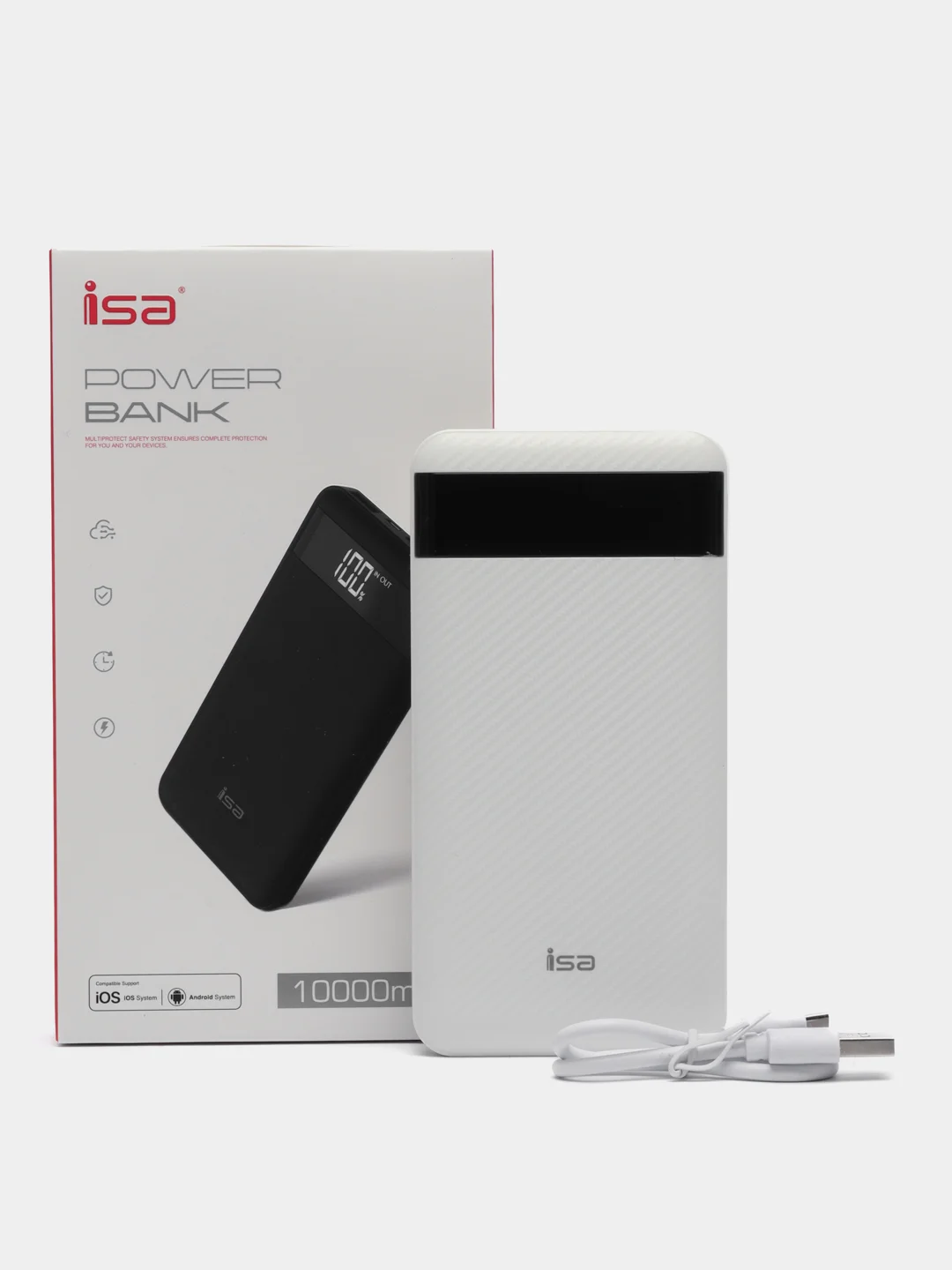 Белый внешний аккумулятор Power Bank PB-110 повербанк, 10000 mAh