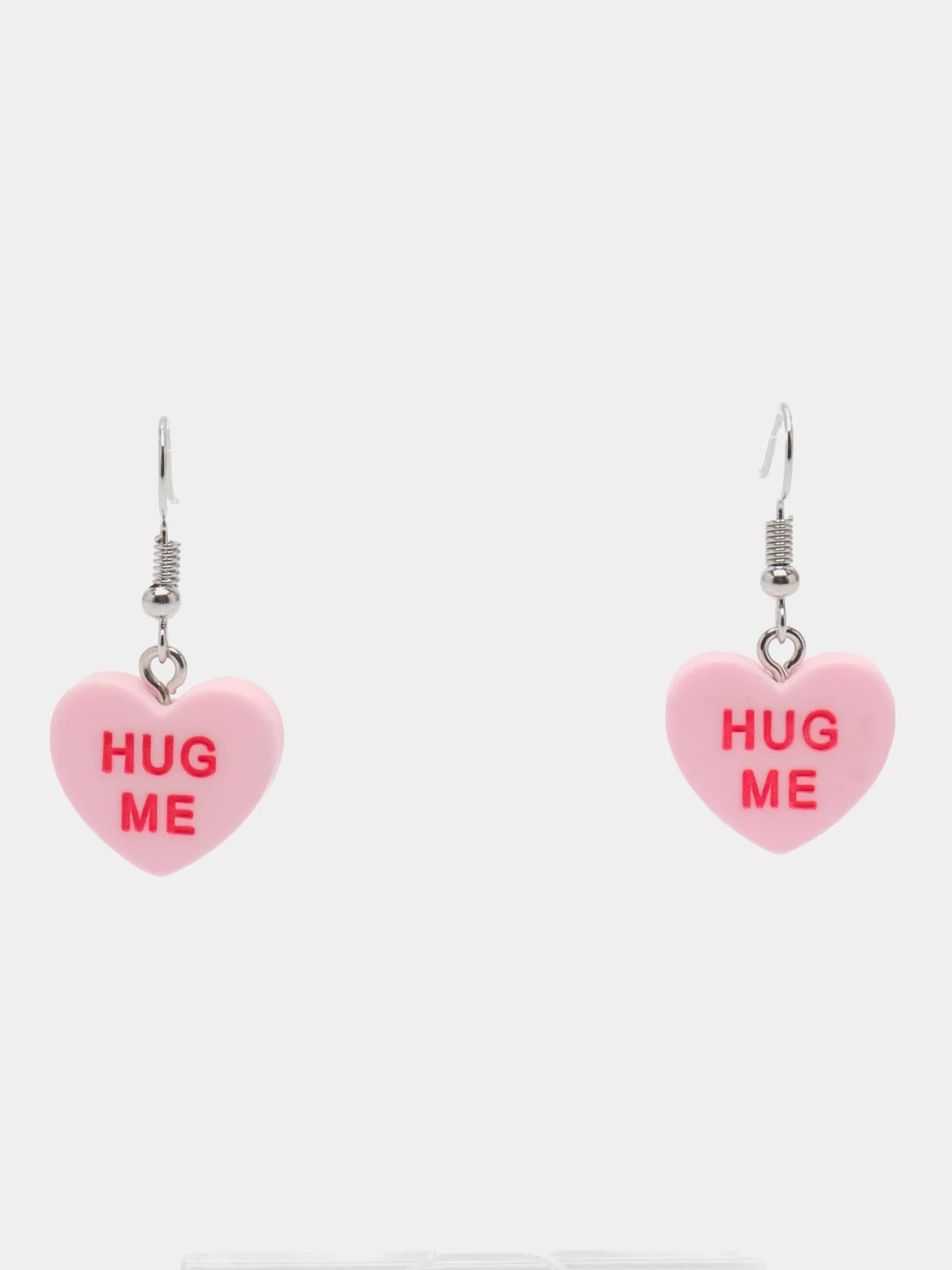Розовый серьги акриловые сердечки "HUG ME"