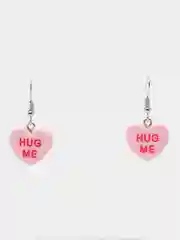 Розовый серьги акриловые сердечки "HUG ME"