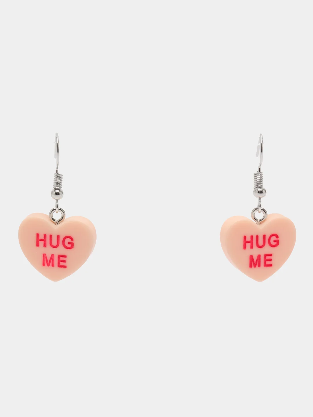 Светло-оранжевый серьги акриловые сердечки "HUG ME"