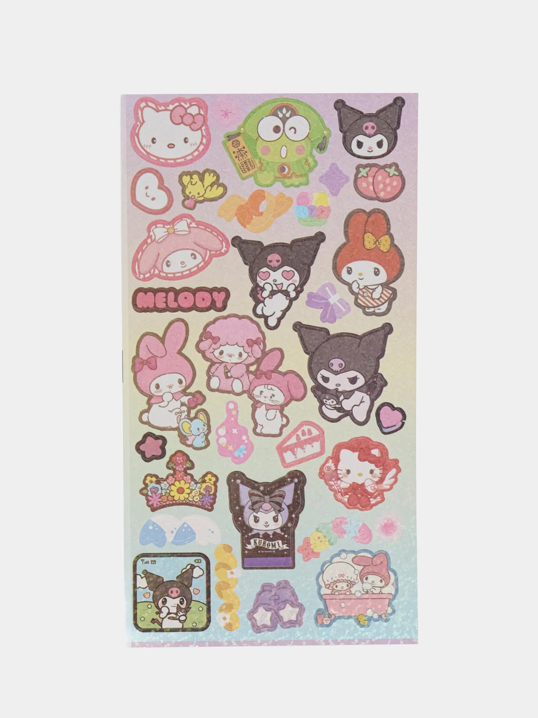 Багровый стикерпак, стикеры Hello Kitty, наклейки "Куроми", декоративный скотч для скрапбукинга