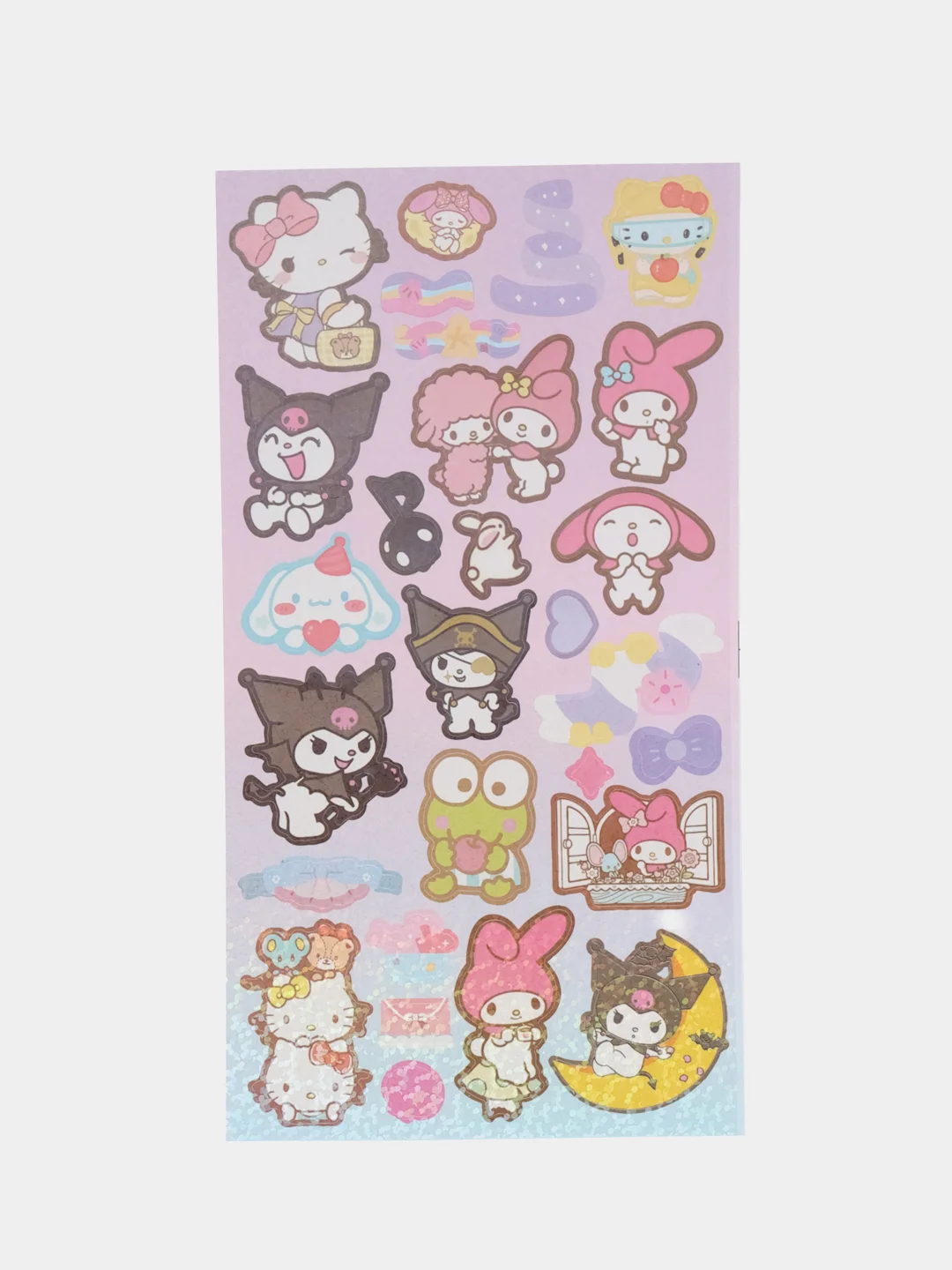 Бежевый стикерпак, стикеры Hello Kitty, наклейки "Куроми", декоративный скотч для скрапбукинга