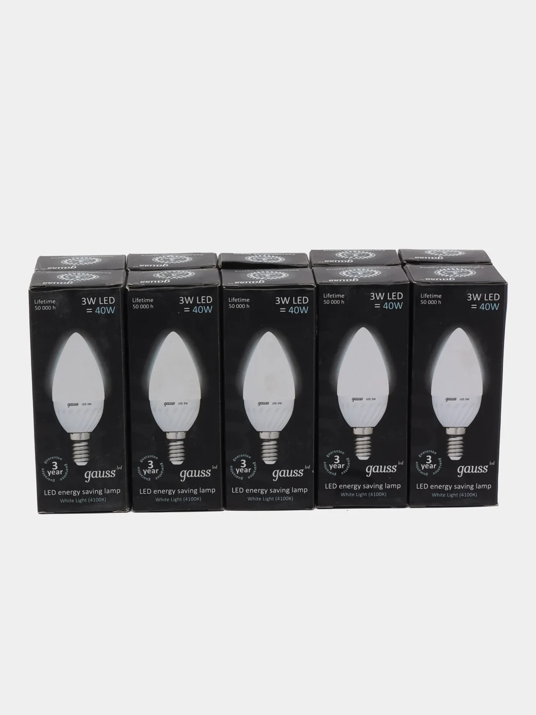 10 штук лампа светодиодная LED 3Вт, 40Вт, E14, 4100K, свеча, керамика, GAUSS