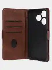 Коричневый чехол-книжка GQ Lite для Tecno Spark 10 / Tecno Spark 10C из высококачественной кожи